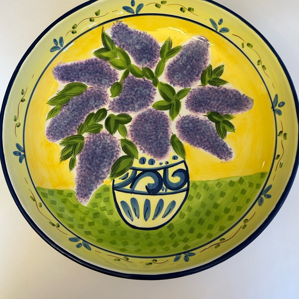 Vibrant Vintage Hausenware, Inc. Floral Ceramic 13” Pasta Serving Bowl (2002)